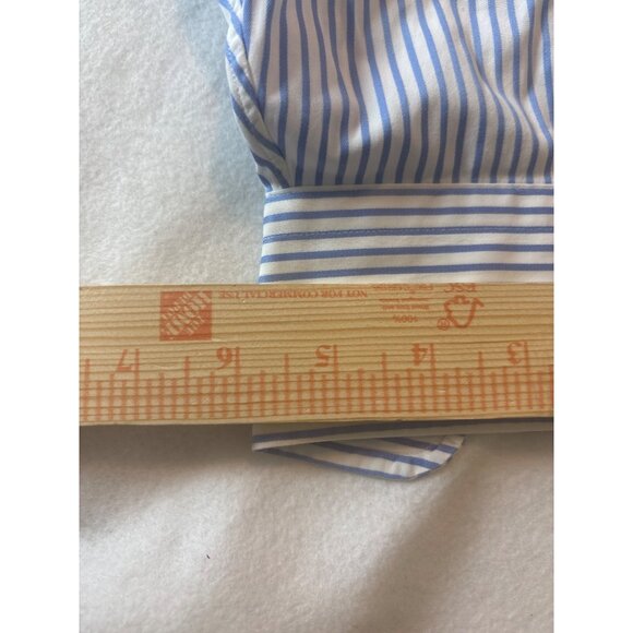 Faconnable Mens Blue & White Pinstripe Dress Shirt 16.5 XL 100% Cotton Made In U - Picture 7 of 11